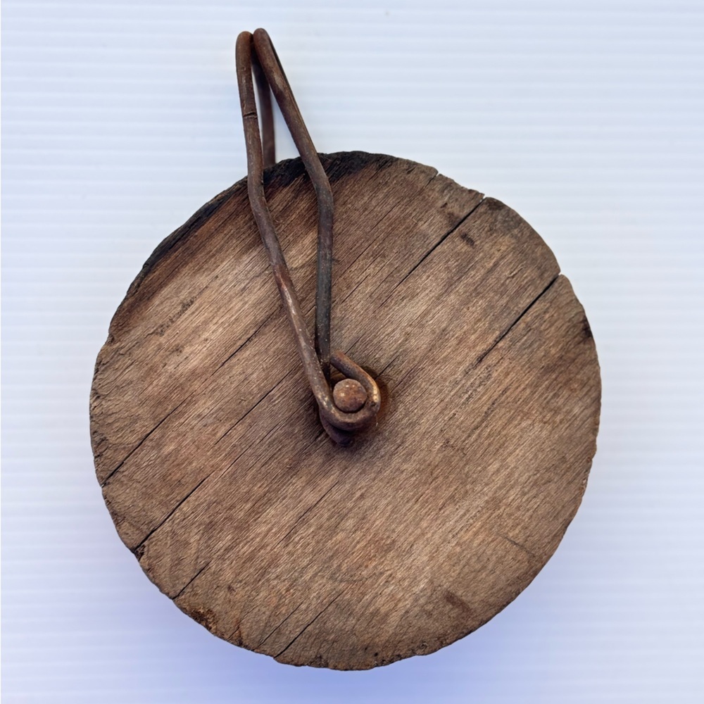 Antique Wooden Pulley Rustic Farm Tool Decor - Picture 2 of 7